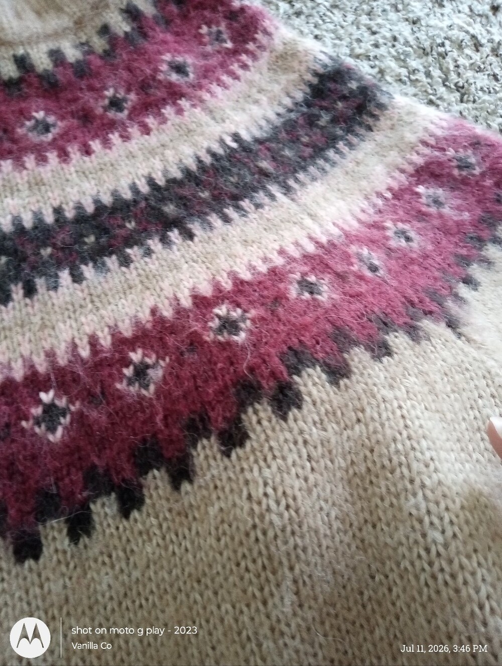 Madewell Fair Isle Alpaca-blend Sweater Camel Fairisle Crewneck Tan Medium - Picture 7 of 8